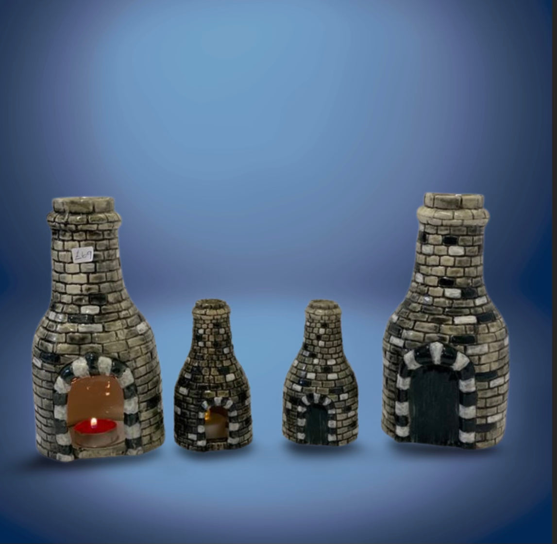 Bottle Kiln black and white football inspired T Light 13cm