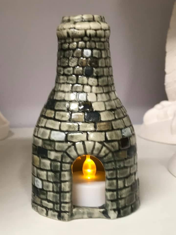 Bottle kiln medium T Light 13cm Black