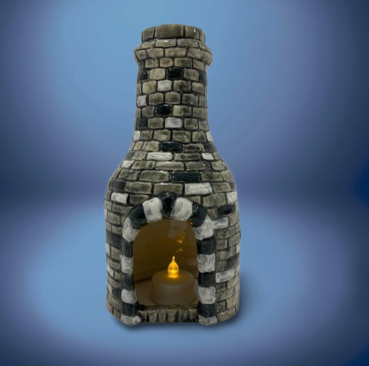 Bottle kiln Black and white T light Football inspired. 22cm