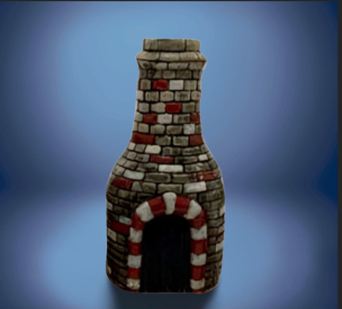 Bottle kiln football inspired Red and white 22cm