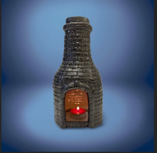 Bottle kiln modern pewter 22cm T Light